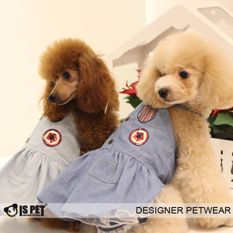 ISPET艾斯彼特  狗狗衣服 春夏牛仔背带连身裙 dr0044 宠物衣服