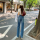 设计感深蓝色遮肉直筒长裤 显腿直窄版 新款 女2026年秋季 阔腿牛仔裤