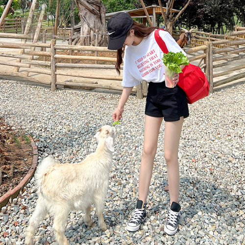 夏季百搭宽松阔腿侧开叉热裤