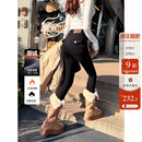 显瘦靴裤 一条过冬加厚绒水洗黑丰胯翻盖紧身小脚牛仔裤 女保暖修身