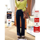 加厚绒防褪色原色高腰窄版 遮肉宽松保暖直筒长裤 阔腿牛仔裤 女冬季