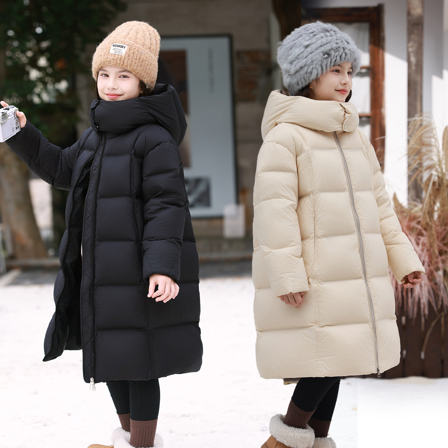 2025儿童羽绒服中长款女孩冬季新款中大童洋气白鸭绒童装加厚