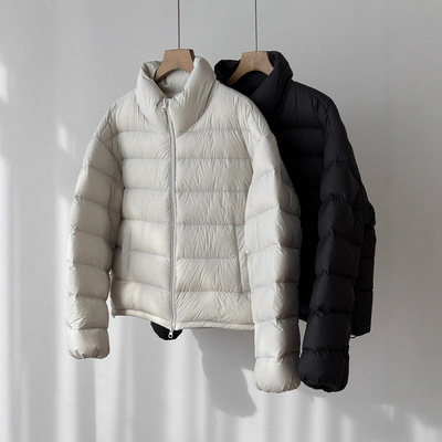 【新排骨】超轻泡芙面包服羽绒服2025新款无帽立领短款90白鸭绒
