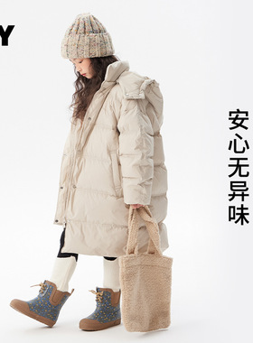 女童加厚羽绒服2025冬季新款儿童韩版中长款外套中大童白鸭绒冬装
