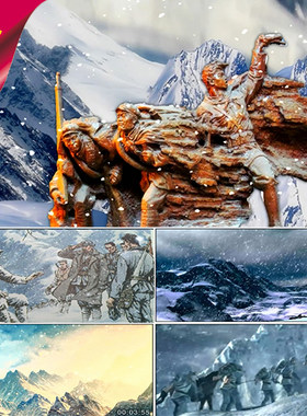 丰碑 诗歌朗诵 红军 爬雪山 过草地 长征精神 雕像雕塑 视频素材