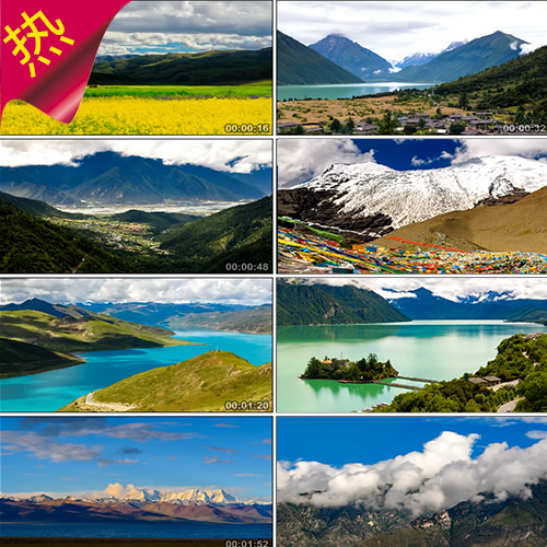 西藏美丽风景延时拍摄 经幡 雪山雪域 实拍视频素材