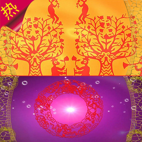 剪纸姑娘 配乐成品 剪纸旋转圆环 剪纸树 剪纸婚礼 视频素材