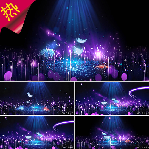 唯美蝴蝶粒子星空 蝴蝶投影 梦蝶彩蝶 化蝶 芭蕾舞 婚礼 视频素材