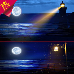 军港之夜 歌曲成品 浪漫大海灯塔长椅 海浪月亮海港 视频素材