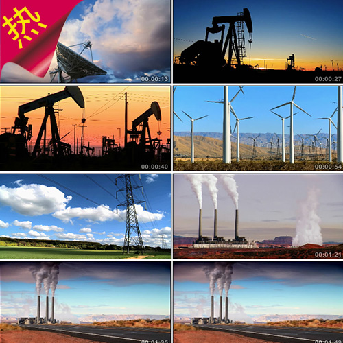 环保化工新能源 电力传输 抽油机 风力发电  高压电 视频素材