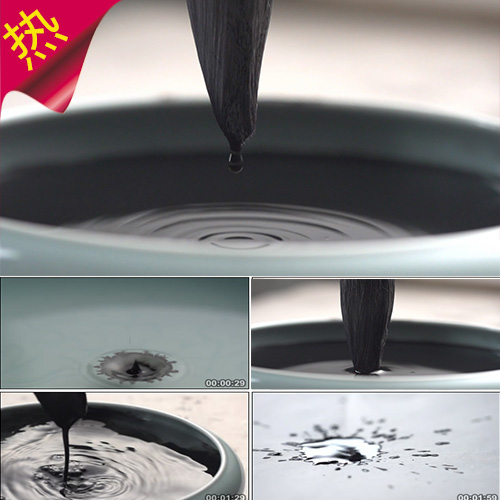 墨滴入水慢镜头 毛笔绘画特写 升格拍摄 书法 中国风 视频素材