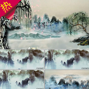 古典水墨中国风 水墨仙山山间田野 视频素材 伴奏成品 刘海砍樵