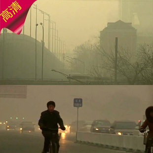 实拍雾霾空气  北京城市沙尘暴 污染危害 人群带口罩 视频素材