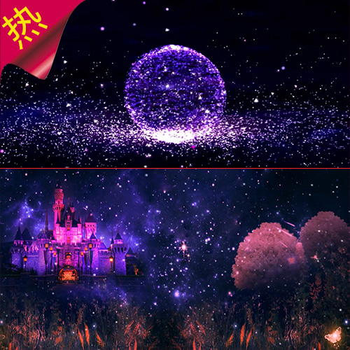 公主的梦想 城堡宫殿 紫色粒子球 星空草地 婚礼背景  视频素材