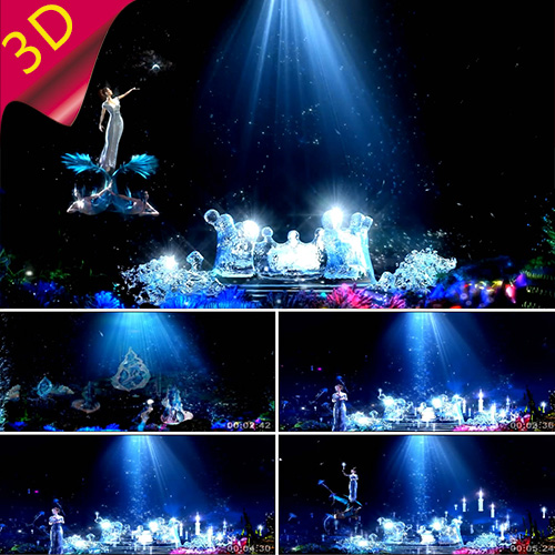 【美人鱼童话世界MV】海洋婚礼3D全息唯美儿童节目演出视频素材