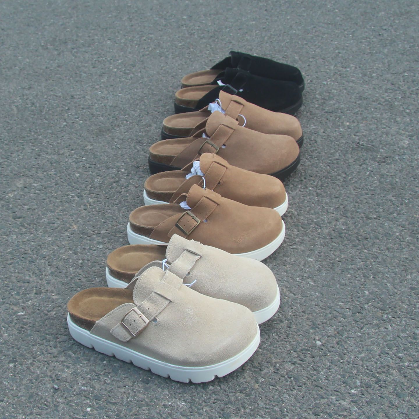 2025外贸原单新款软木硬底偏软半拖养脚牛皮手感棒高端休闲博肯鞋