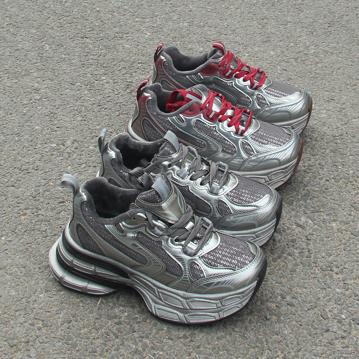 加绒内增高6cm老爹鞋复古运动鞋女士休闲显脚小时尚休闲鞋