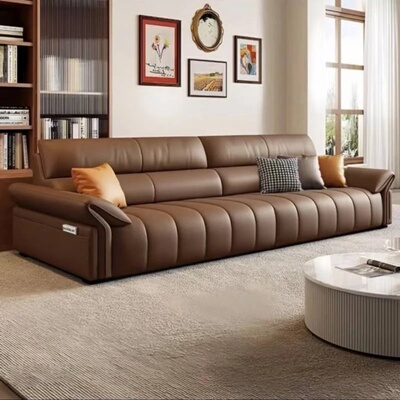 意式极简轻奢真皮沙发