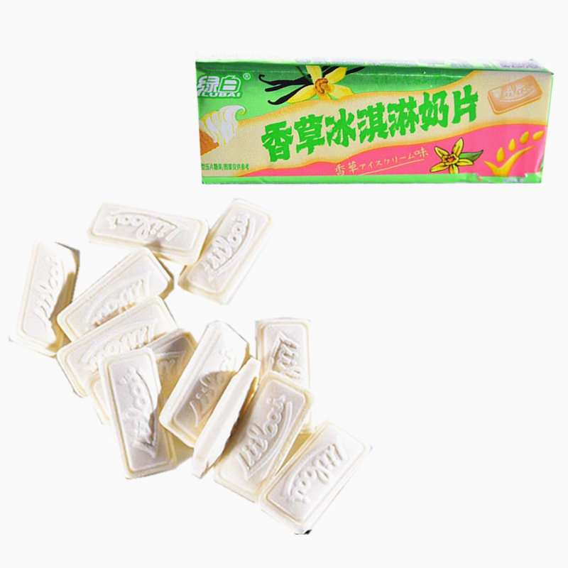 绿白香草冰淇淋奶片糖坚实型压片糖果约22克批发
