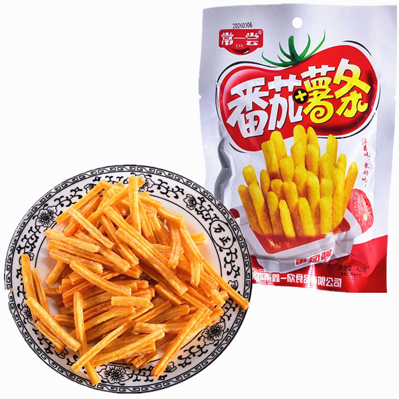尝一尝番茄薯条油炸型膨化食品约42克批发