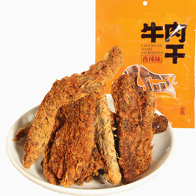 重庆石柱特产老川江牛肉干风味小吃香辣五香多口味52克批发