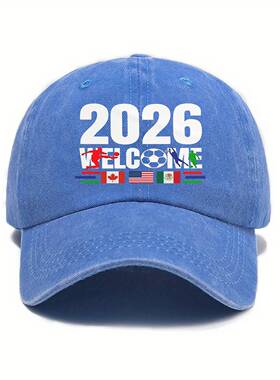 外贸水洗软顶棒球帽女2026世界杯印花春夏季弯檐户外遮阳帽子男