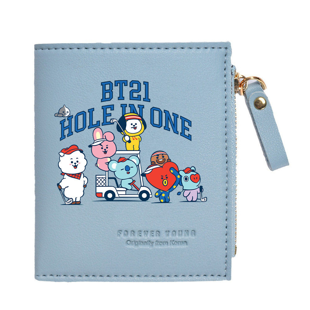 跨境防弹少年团钱包hole in one系列卡通时尚印花糖果色拉链钱夹