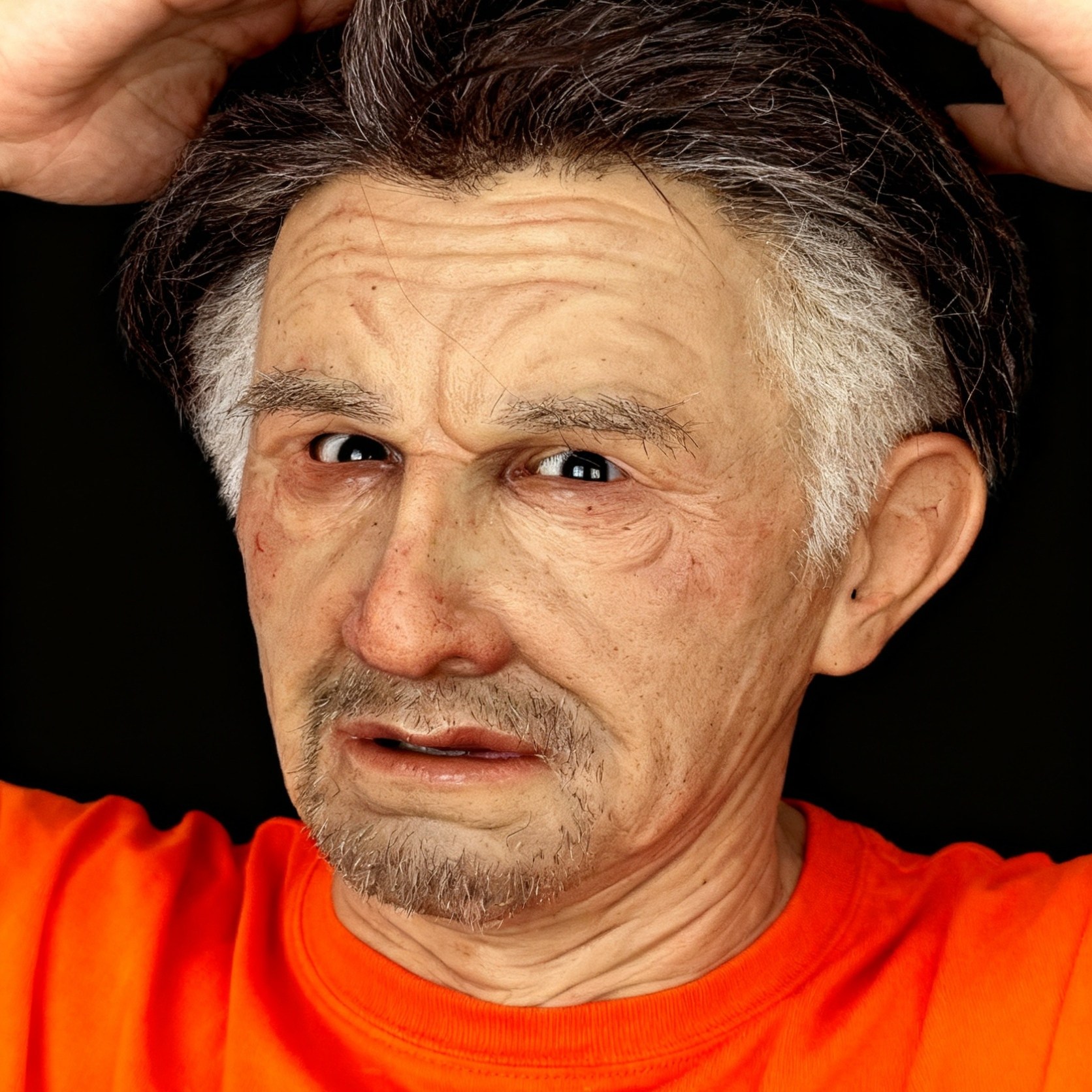 影视道具直播面具硅胶男士仿真青中老年易容画皮头套人脸变脸定制