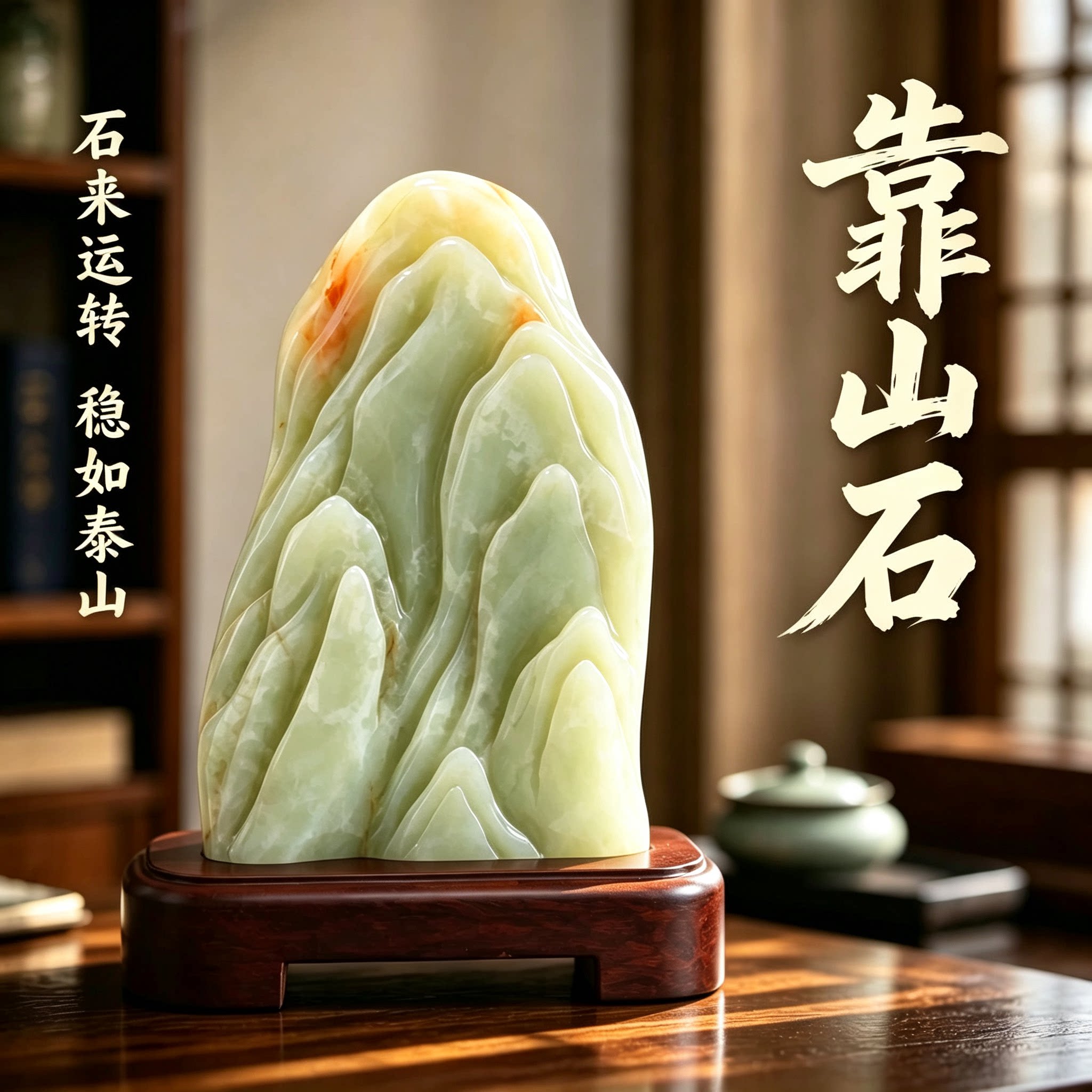 天然玉石原石摆件泰山石敢当办公室靠山石客厅玄关镇宅奇石来运转