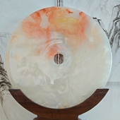 天然红花冰玉玄关摆设玉石平安扣摆件客厅电视柜装 饰送礼长辈领导