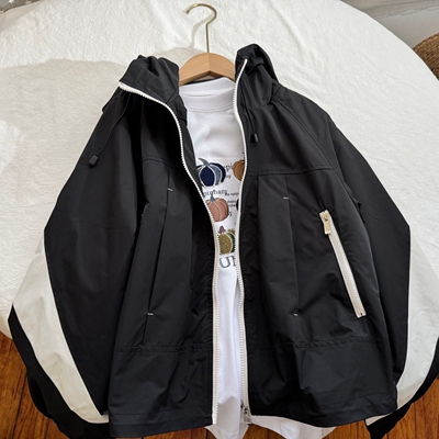 女童男童春款童装 青少年大童连帽拼色运动双层连帽外套