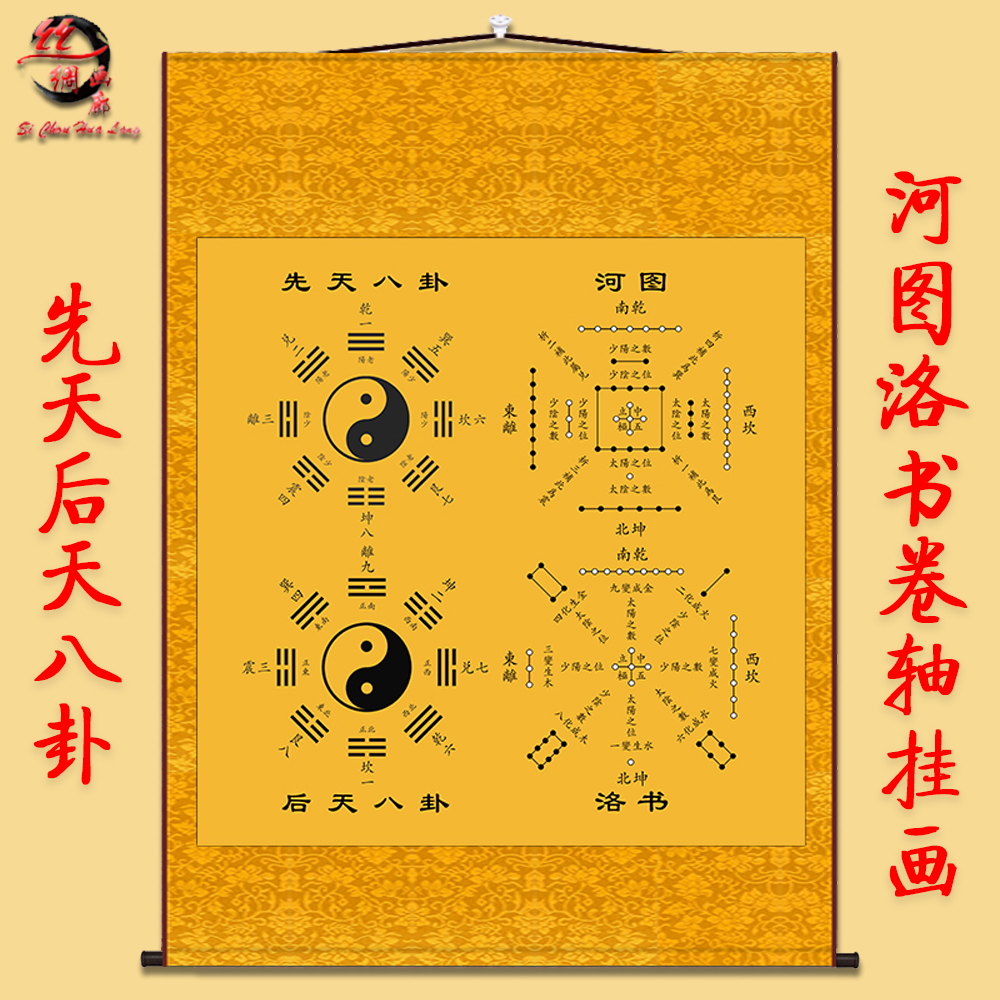 八卦太极图挂画先天后天八卦河图洛书玄关五行图风水易经周易卷轴