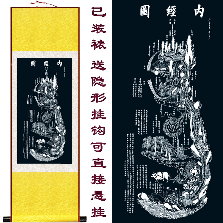 黑白黄帝内经四季养生诊所挂画