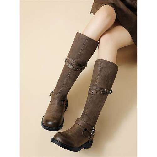 棕色长筒靴女款2026新款