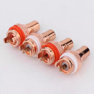 美国CMC镀金镀铑紫铜磨砂款音响功放RCA机座音频莲花插座发烧端子