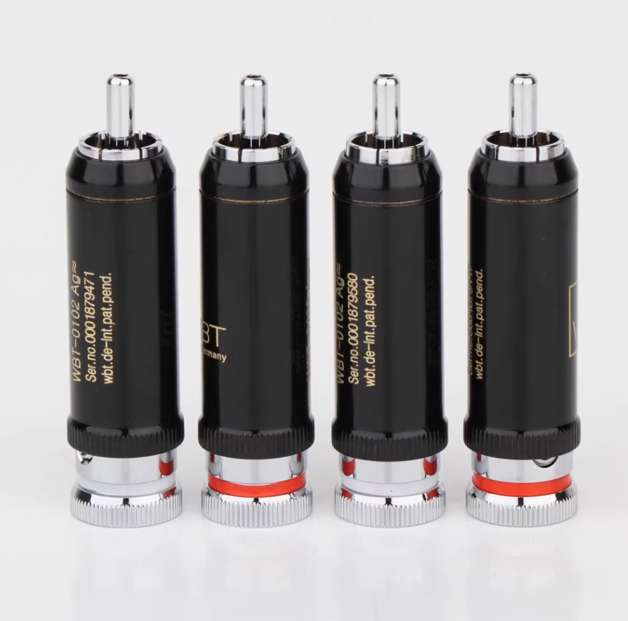 德国WBT 0102Ag 镀铑白金版莲花信号头发烧讯号线插头RCA莲花端子