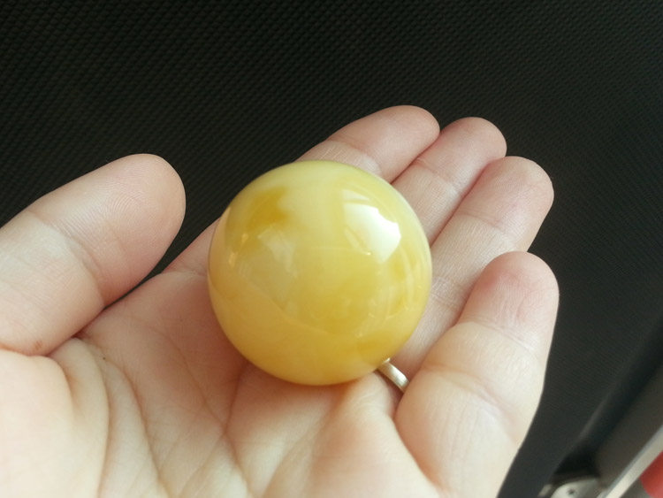 纯天然纯手工打磨丹麦海飘蜜蜡圆珠 正圆满蜜白蜜29.5mm无优无烤