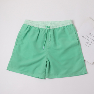 中大童学生纯色泳裤 出口外贸儿童沙滩泳裤 薄荷绿五分速干男童泳裤