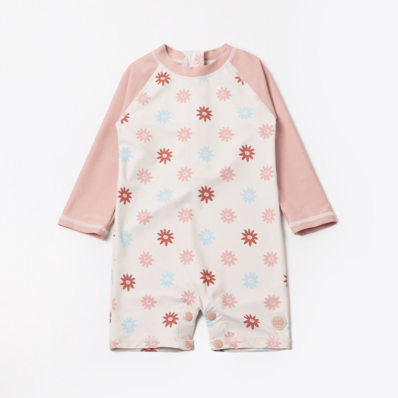 出口单婴幼儿连体泳衣防晒长袖女宝宝冲浪衣可爱小童拉链连身泳装