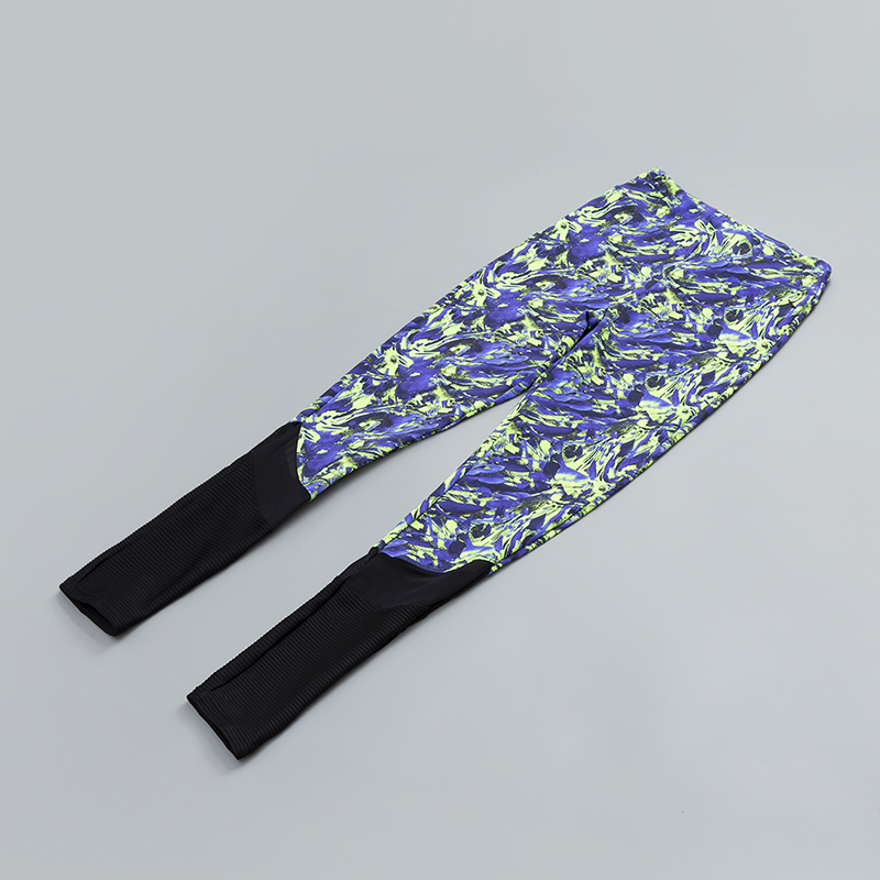 外贸远单新款韩版花色女士瑜伽裤成人长裤修身提臀健身速干运动裤