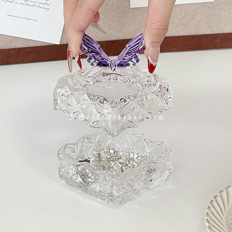 精致ins高顏值紫色蝴蝶浮雕首飾