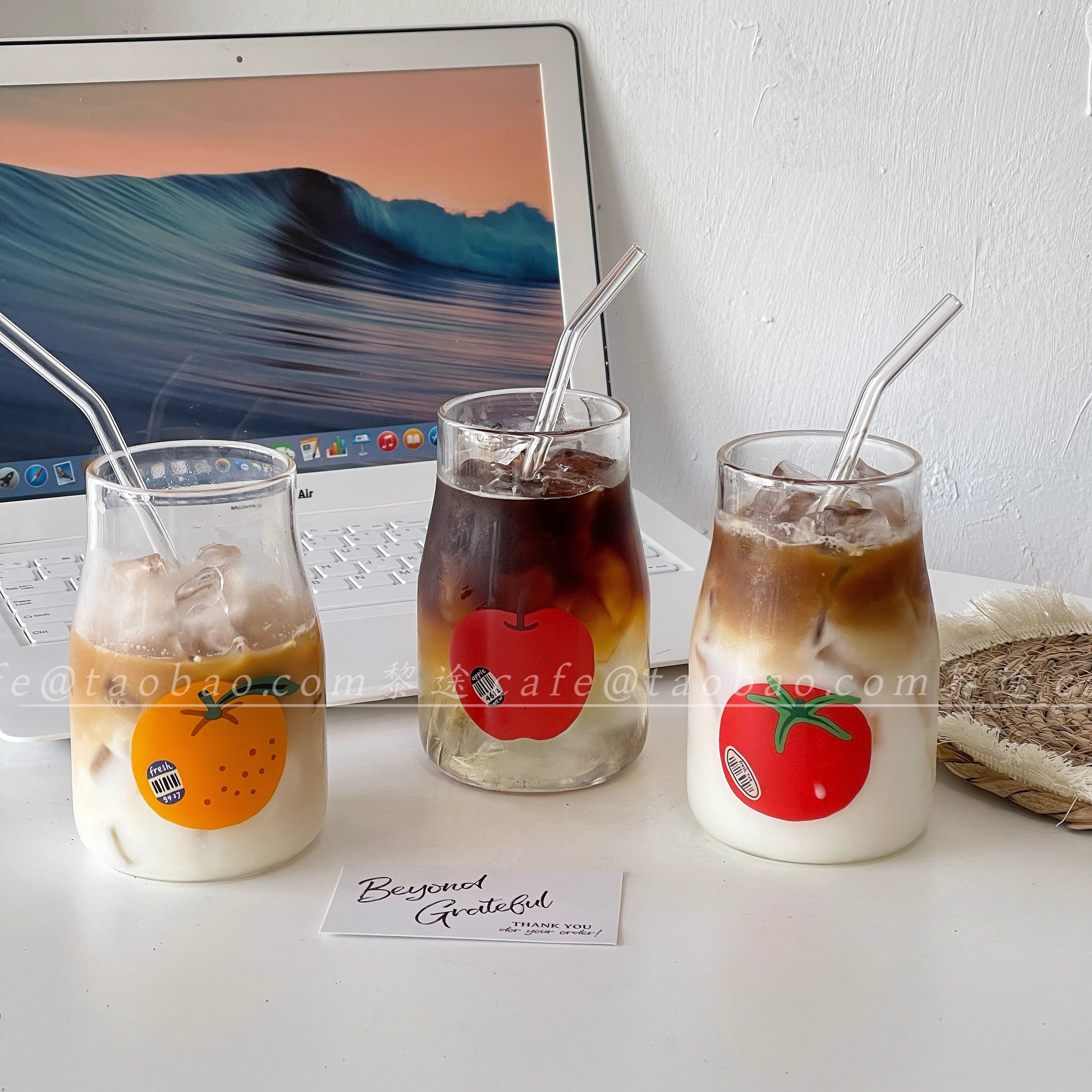 高颜值ins番茄牛奶玻璃杯大容量耐高温冰美式咖啡杯创意拿铁杯子