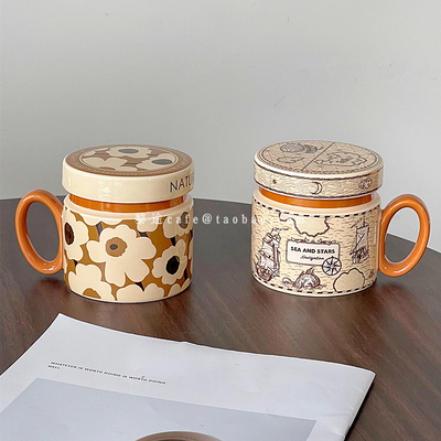 高端复古带盖陶瓷马克杯