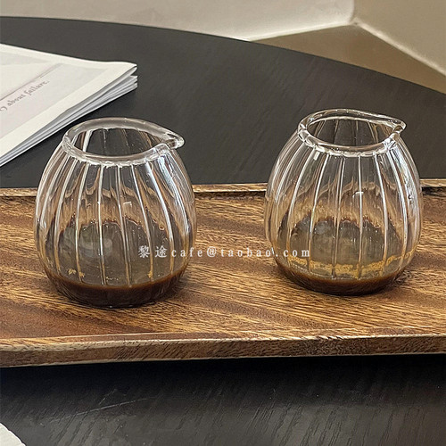 日式迷你条纹小奶盅无把牛奶小奶罐简约浓缩咖啡萃取杯西餐酱汁杯