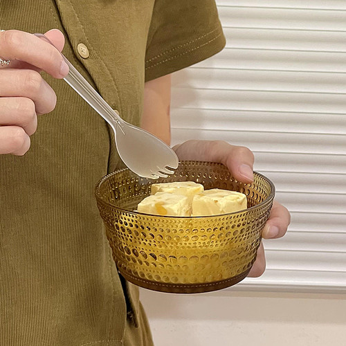 玻璃浮雕甜品碗冰淇淋碗