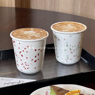 小众ins彩色泼墨陶瓷手握杯创意个性 韩式 陶瓷热拿铁拉花杯咖啡杯