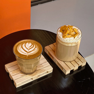 ins韩风实木杯垫原木风餐垫原宿装饰摆拍道具长方形茶托垫子