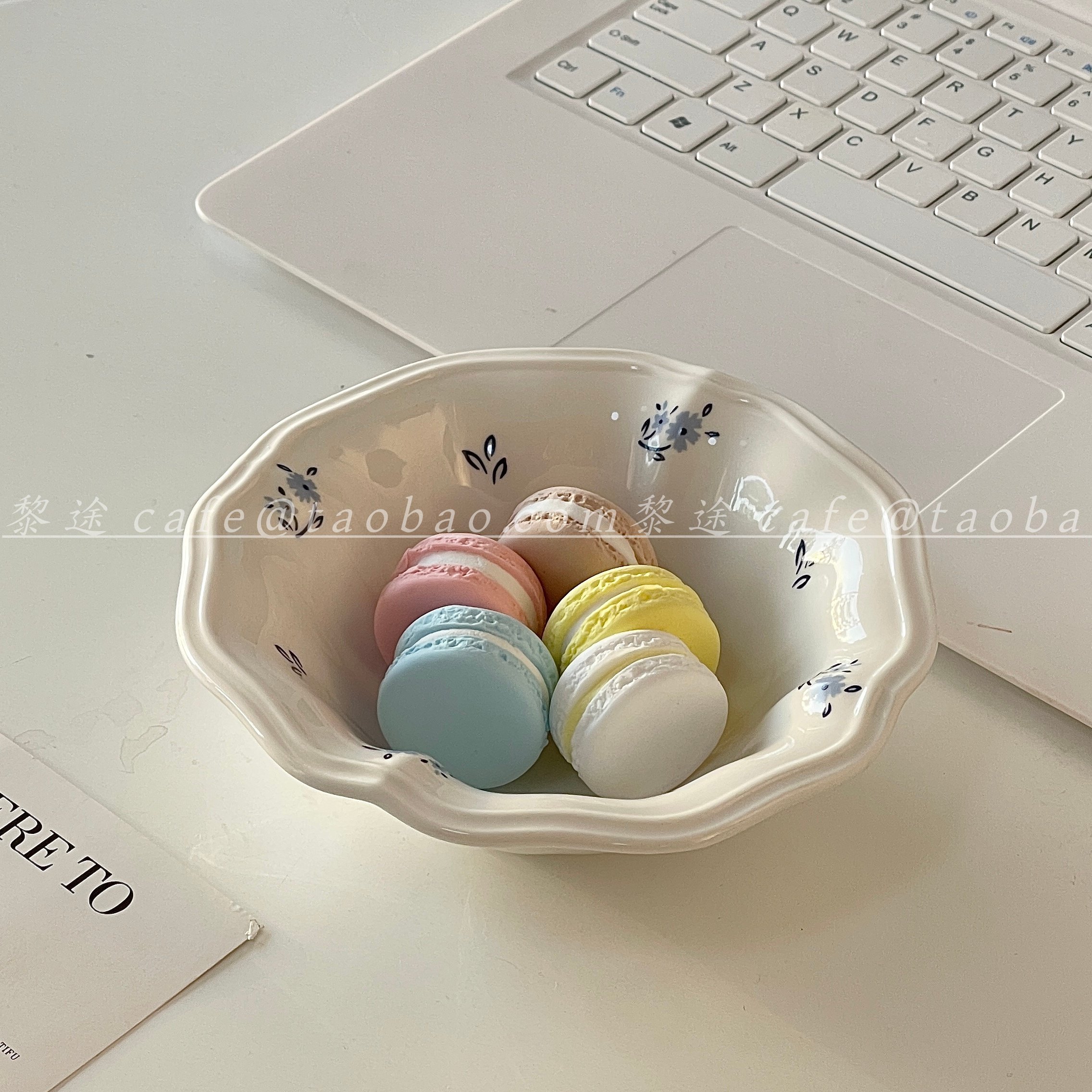 ins法式中古蓝碎花花边漂亮好看的碗甜品碗西餐水果碗沙拉甜水碗