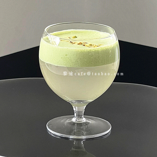 日式个性小众玻璃鸡尾酒杯ins风矮脚胖墩墩红酒杯特调气泡果汁杯