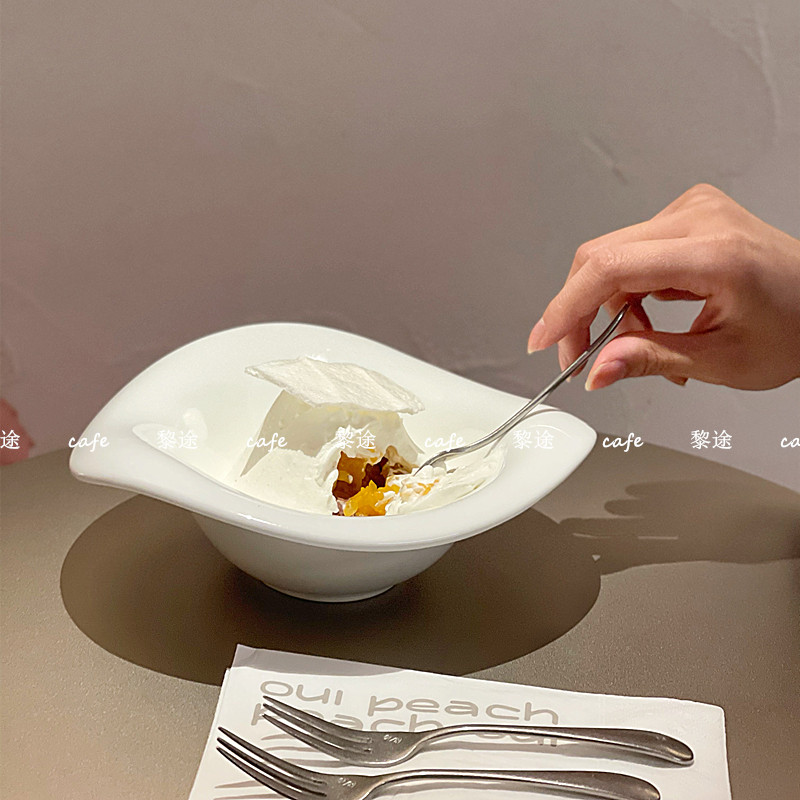 陶瓷波浪水果点心美食甜品沙拉碗